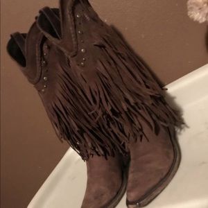 Liberty black fringe boots